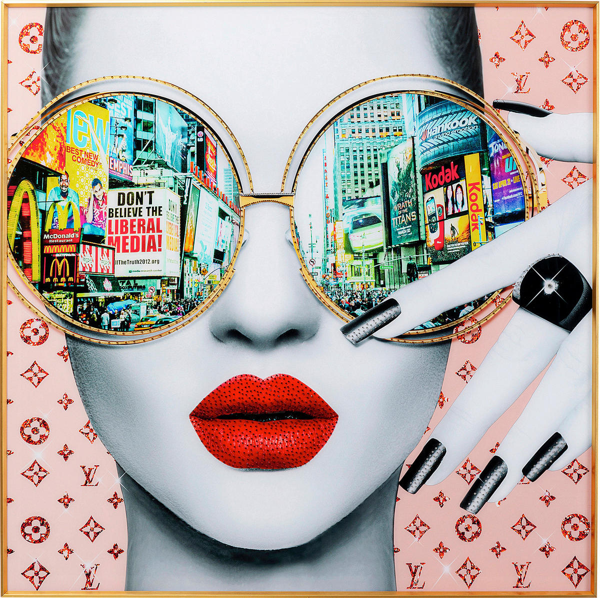 BILD Städte, Architektur, Frauen  - Goldfarben/Rosa, KONVENTIONELL, Glas/Kunststoff (120/120cm) - Kare-Design