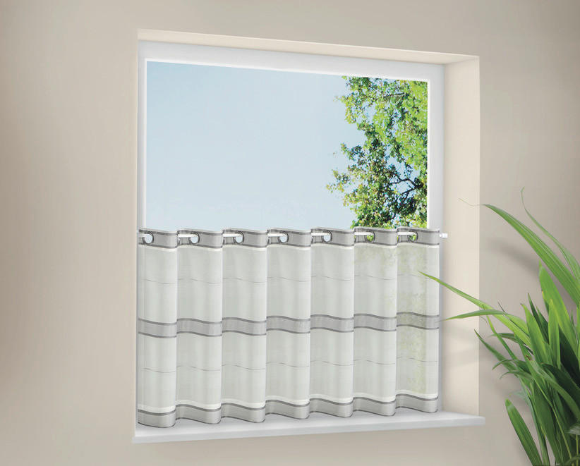 KURZGARDINE   140/50 cm   - Weiß/Grau, KONVENTIONELL, Textil (140/50cm)