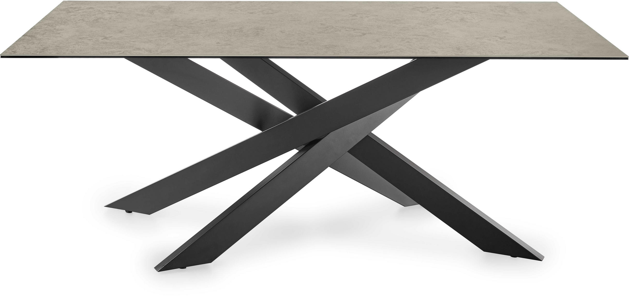 ESSTISCH in Metall, Glas, Keramik 200/100/75 cm  - Schwarz/Grau, Design, Glas/Keramik (200/100/75cm) - SetOne by Musterring