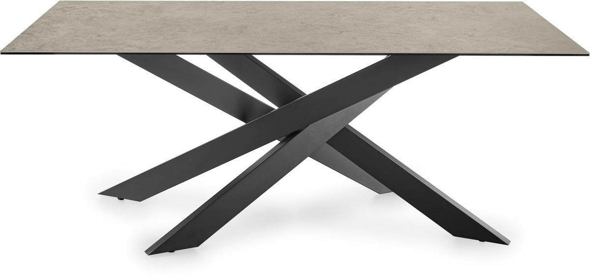 ESSTISCH in Metall, Glas, Keramik 200/100/75 cm  - Schwarz/Grau, Design, Glas/Keramik (200/100/75cm) - SetOne by Musterring