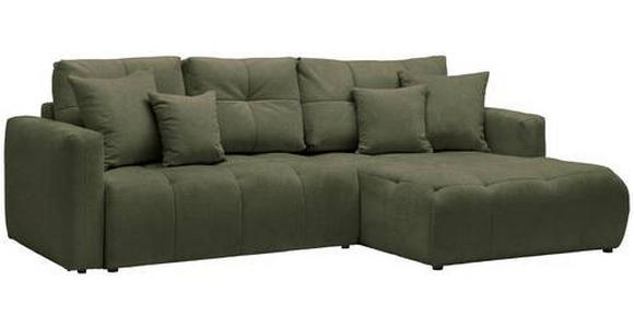 ECKSOFA in Chenille Dunkelgrün  - Dunkelgrün/Schwarz, MODERN, Kunststoff/Textil (276/172cm) - Hom`in