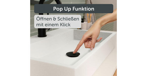 ABLAUFVENTIL 7,0/6,5/7,0 cm  - Schwarz, Basics, Metall (7,0/6,5/7,0cm) - Xora