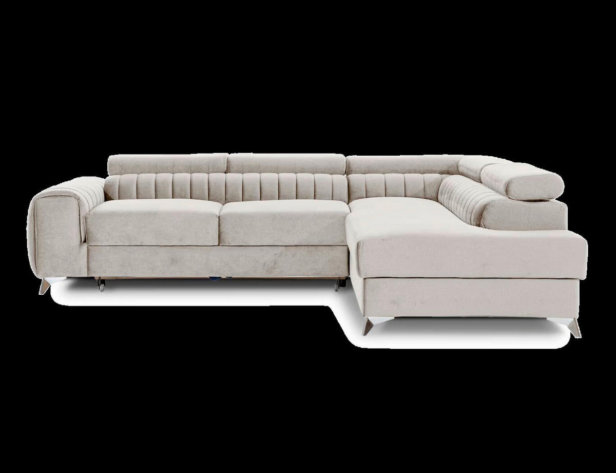 ECKSOFA  Beige  - Beige/Silberfarben, Design, Textil/Metall (278/205cm) - MID.YOU