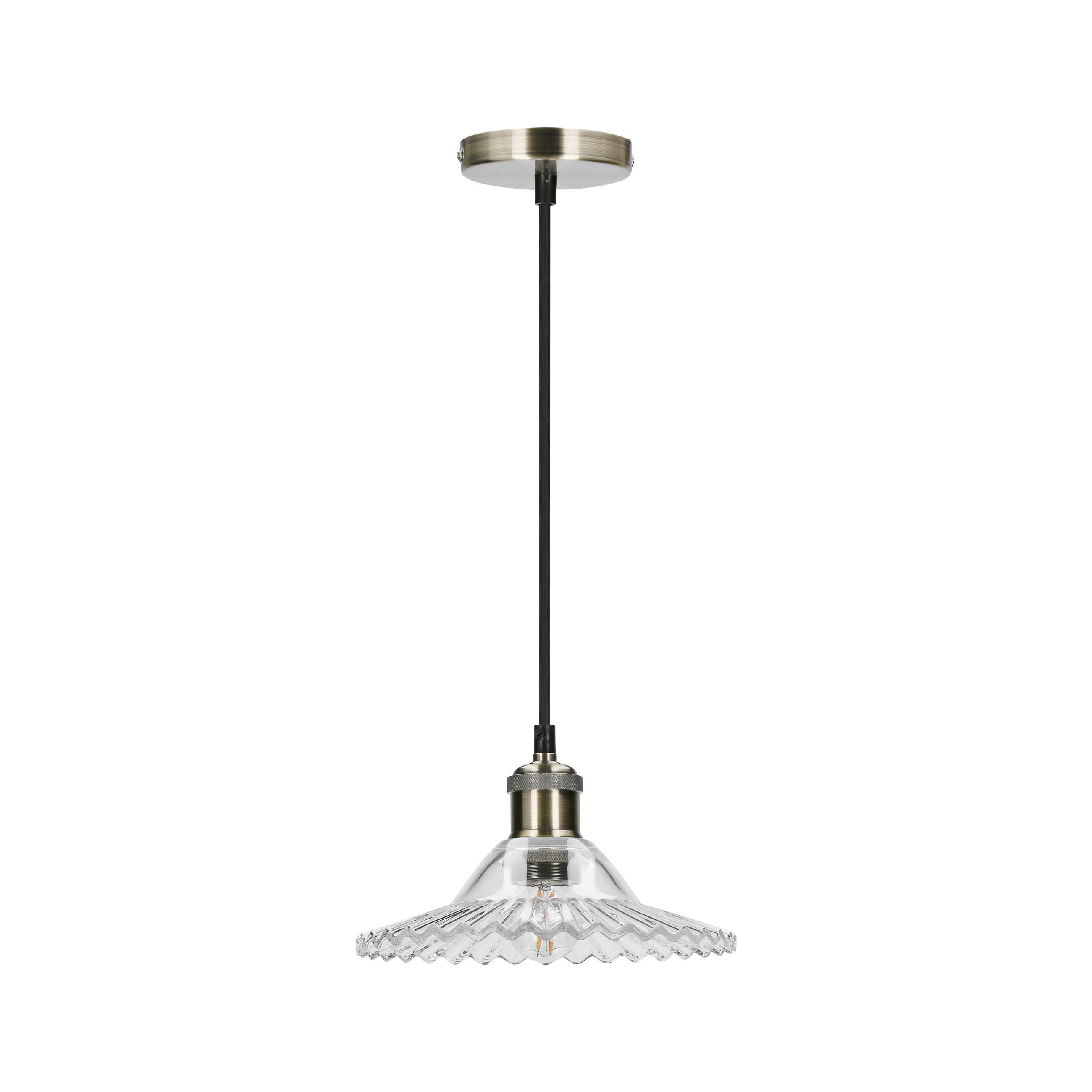 PENDELLEUCHTE 21.5/21.5/90 cm  - Schwarz, KONVENTIONELL, Glas/Metall (21.5/21.5/90cm)