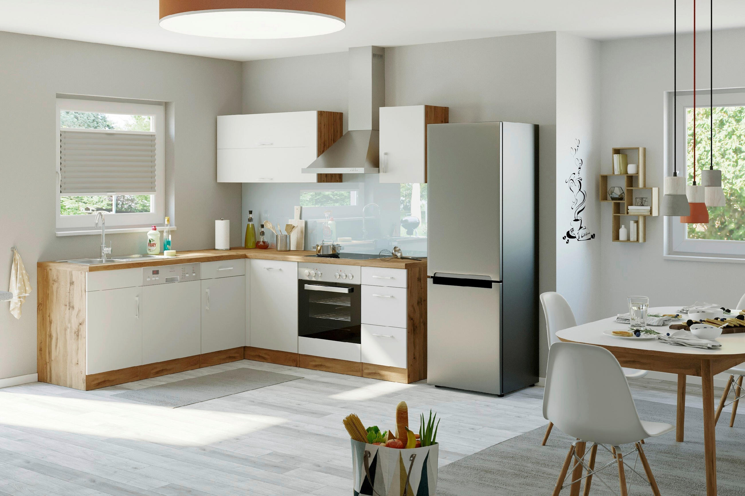 Eckküche Winkelblock Ohne Geräte 210x150 Cm Weiß