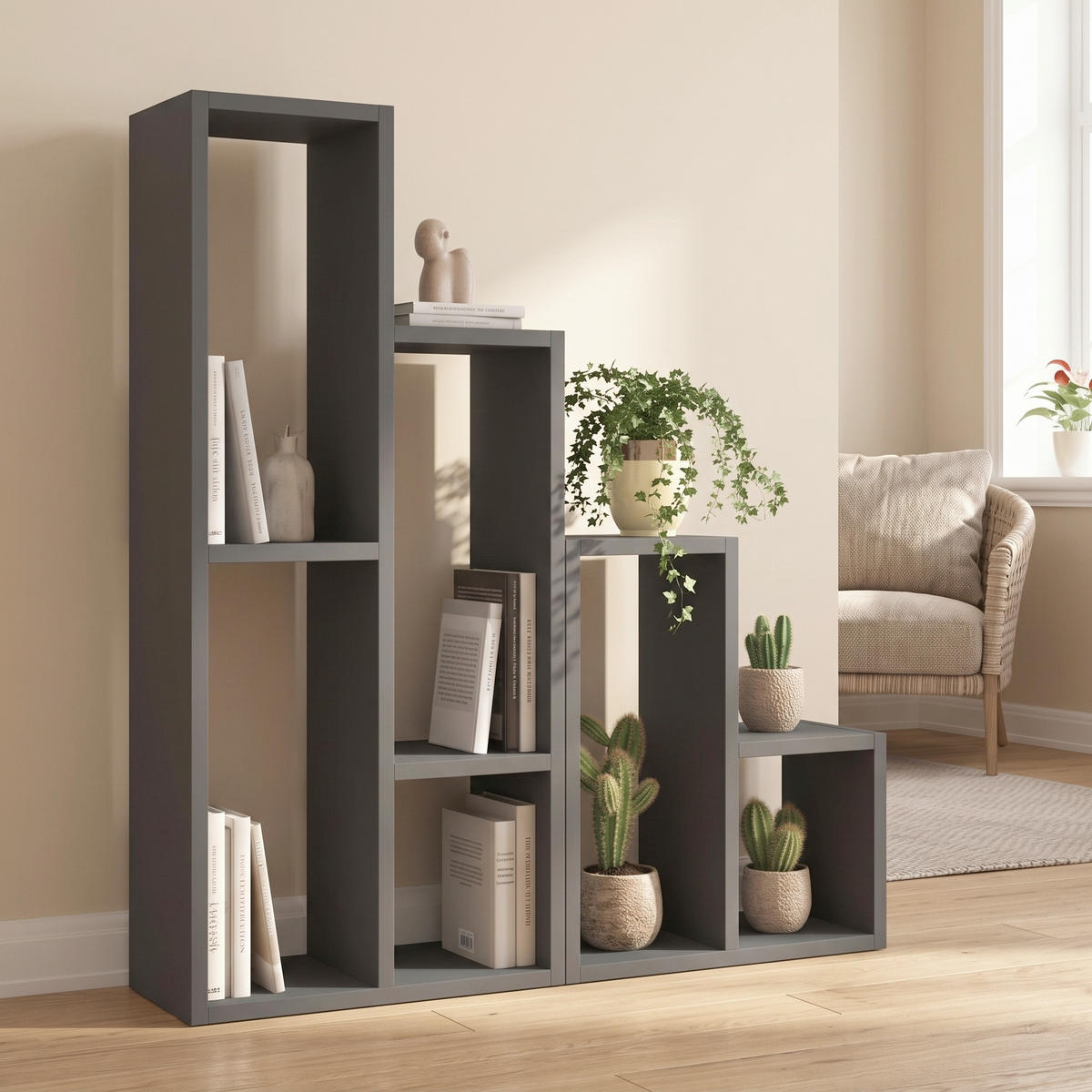 REGAL Anthrazit  - Anthrazit, Design, Holzwerkstoff (42/89/20cm) - Livetastic