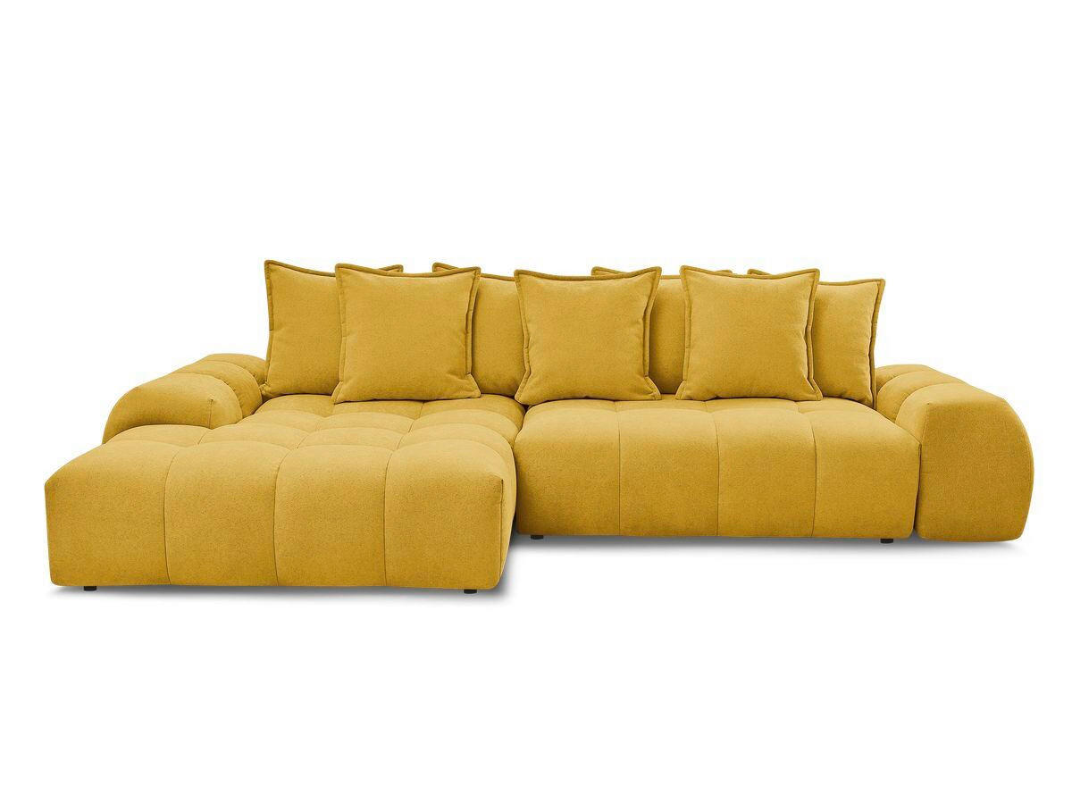 ECKSCHLAFSOFA EVEREST  mit Rücken echt, Armteil links, Armteil rechts Struktur Gelb  - Gelb/Schwarz, MODERN, Kunststoff/Textil (180/318cm) - Livetastic