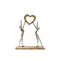 INIMĂ DECORATIVĂ - argintiu/maro deschis, Basics, metal/lemn (25/31/5cm)
