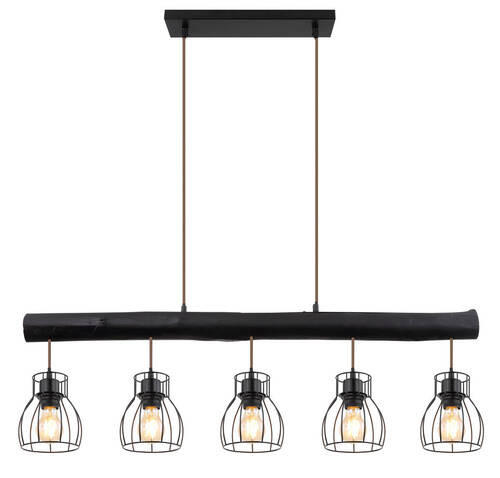 HÄNGELEUCHTE 104/13,6/140 cm   - Schwarz, LIFESTYLE, Holz/Metall (104/13,6/140cm) - Globo