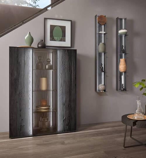 HIGHBOARD  in 109/142/44 cm  - Anthrazit, Design, Glas/Holz (109/142/44cm) - Johann Jakob