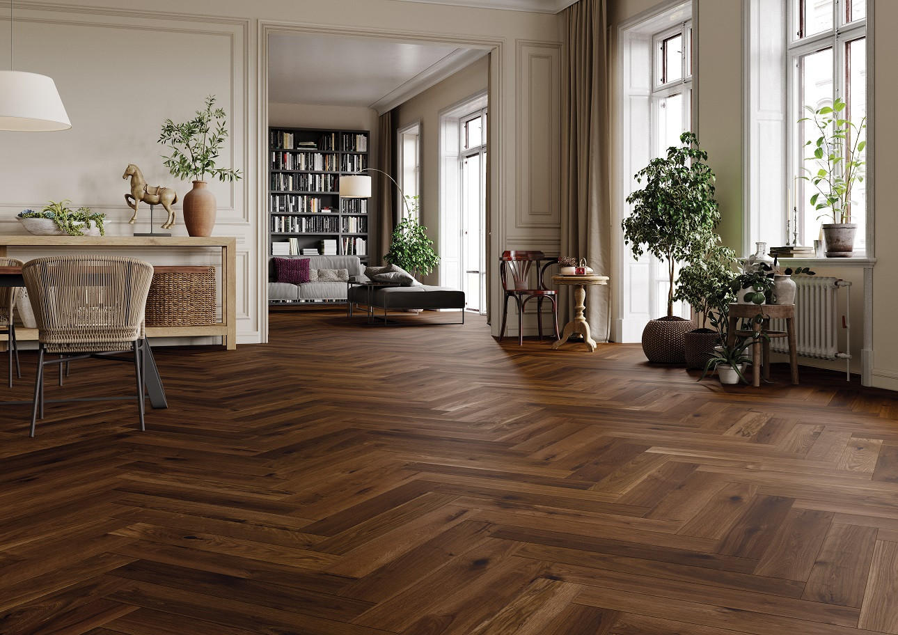 FISCHGRÄT Eiche Trapani  per  m² - Eichefarben, Design, Holz (72,5/13/1,4cm) - Ambiente