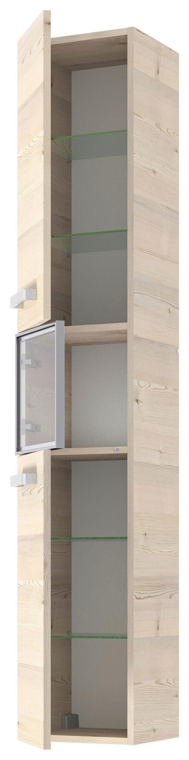 VISOKA OMARA 30/172/30,9 cm  - barve kroma/barve hrasta, Konvencionalno, steklo/leseni material (30/172/30,9cm) - Sadena