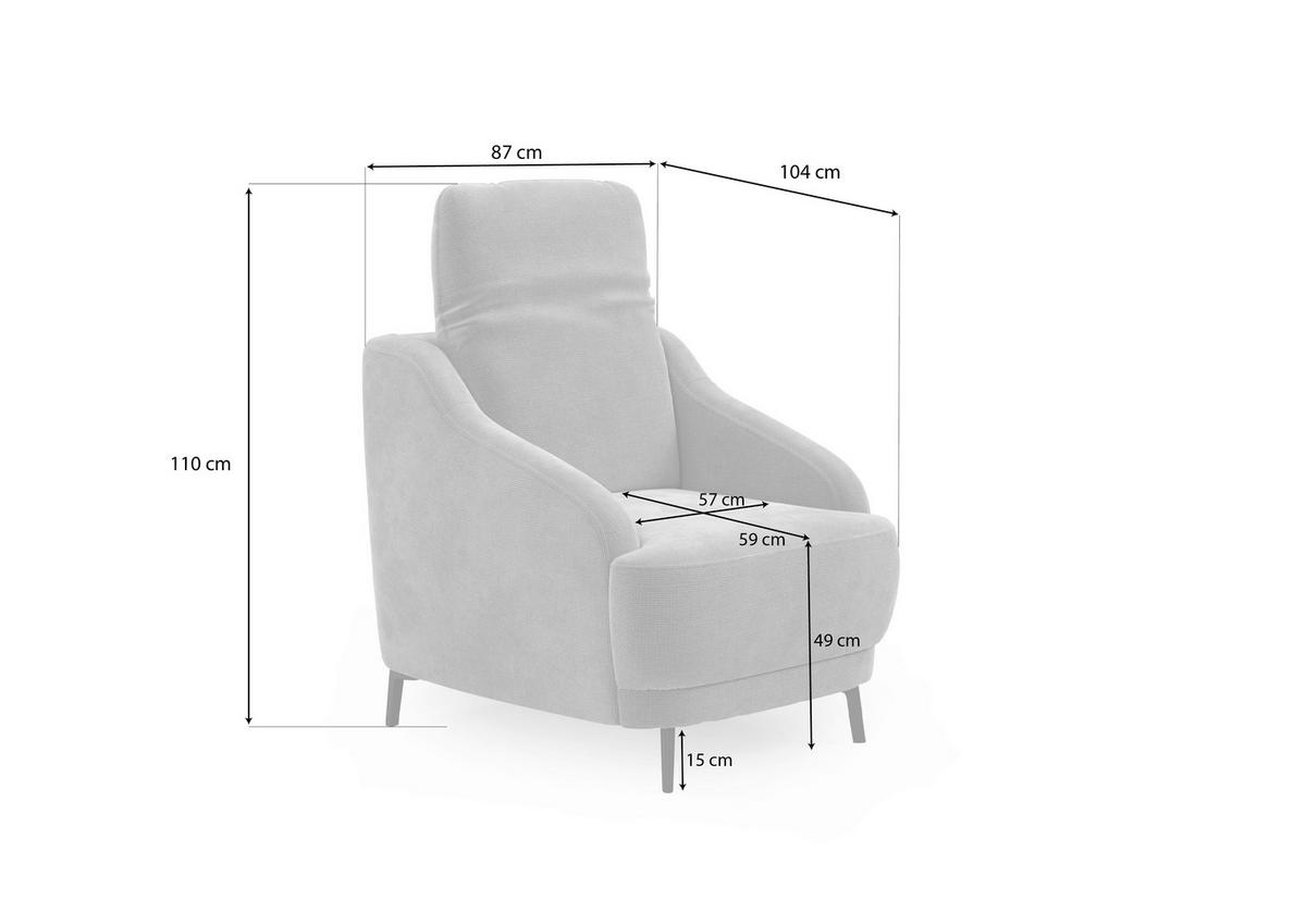 SESSEL in Mikrofaser Schlammfarben  - Schlammfarben/Schwarz, MODERN, Textil/Metall (87/93/104cm) - Sit & More
