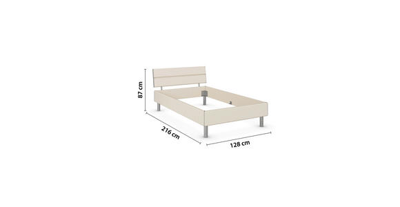 BETT 120/200 cm  in Champagner  - Champagner/Alufarben, Design, Holzwerkstoff/Metall (120/200cm) - Carryhome