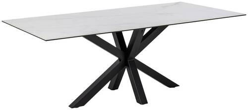 ESSTISCH in Metall, Keramik 200/100/75,5 cm  - Schwarz/Weiß, KONVENTIONELL, Keramik/Metall (200/100/75,5cm) - Livetastic