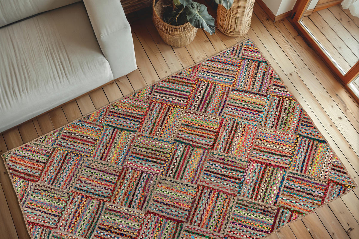 KOBEREC TKANÝ NA PLOCHO, 160/230 cm, vícebarevná, červená - vícebarevná/červená, Basics, textil (160/230cm)