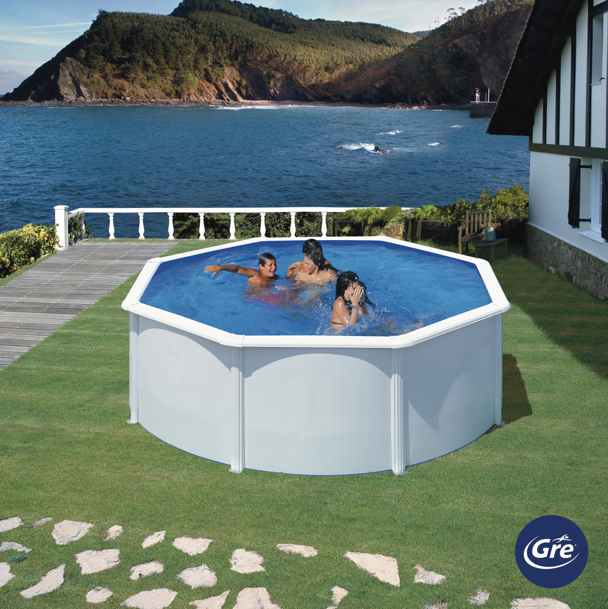 POOL GRE FIDJI KIT350ECO - Weiß, KONVENTIONELL, Metall (350/350/120cm) - Gre