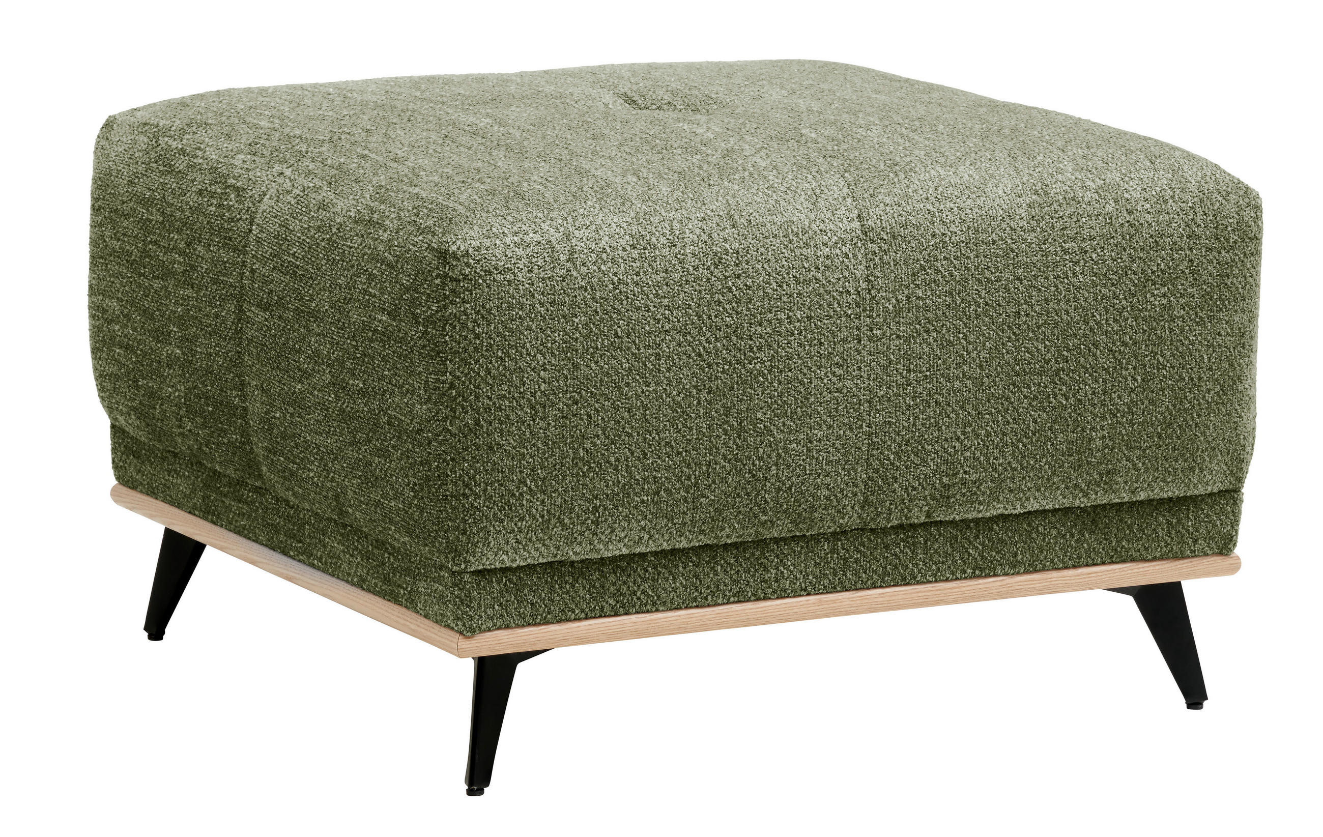 HOCKER Struktur Olivgrün  - Schwarz/Olivgrün, MODERN, Holz/Textil (73/47/73cm) - home24