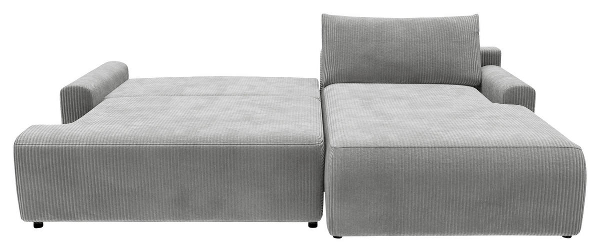 ECKSCHLAFSOFA Cord Grau  - Schwarz/Grau, MODERN, Kunststoff/Textil (253/167cm) - Trendmanufaktur