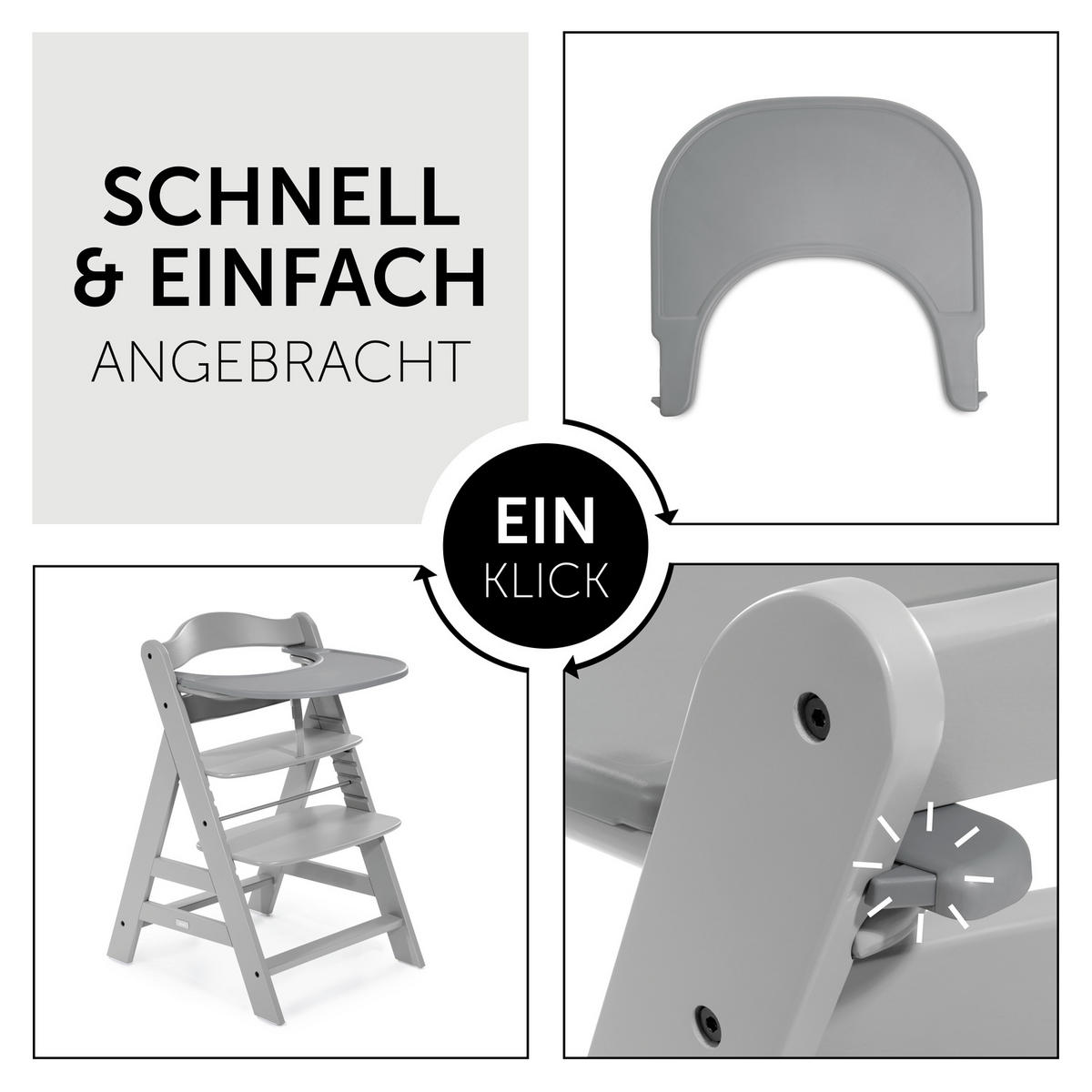 ESS- UND SPIELBRETT ALPHA CLICK TRAY  - Grau, Basics, Kunststoff (46/44/3,5cm) - Hauck