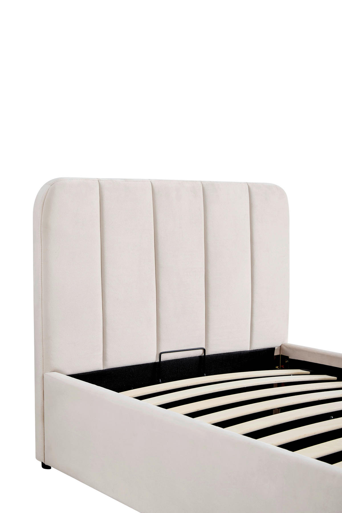 POLSTERBETT 90/200 cm, inkl. gepolstertes Kopfteil, Lattenrost, Bettkasten,  in Beige  - Beige/Schwarz, Design, Holz/Kunststoff (90/200cm) - Boxxx