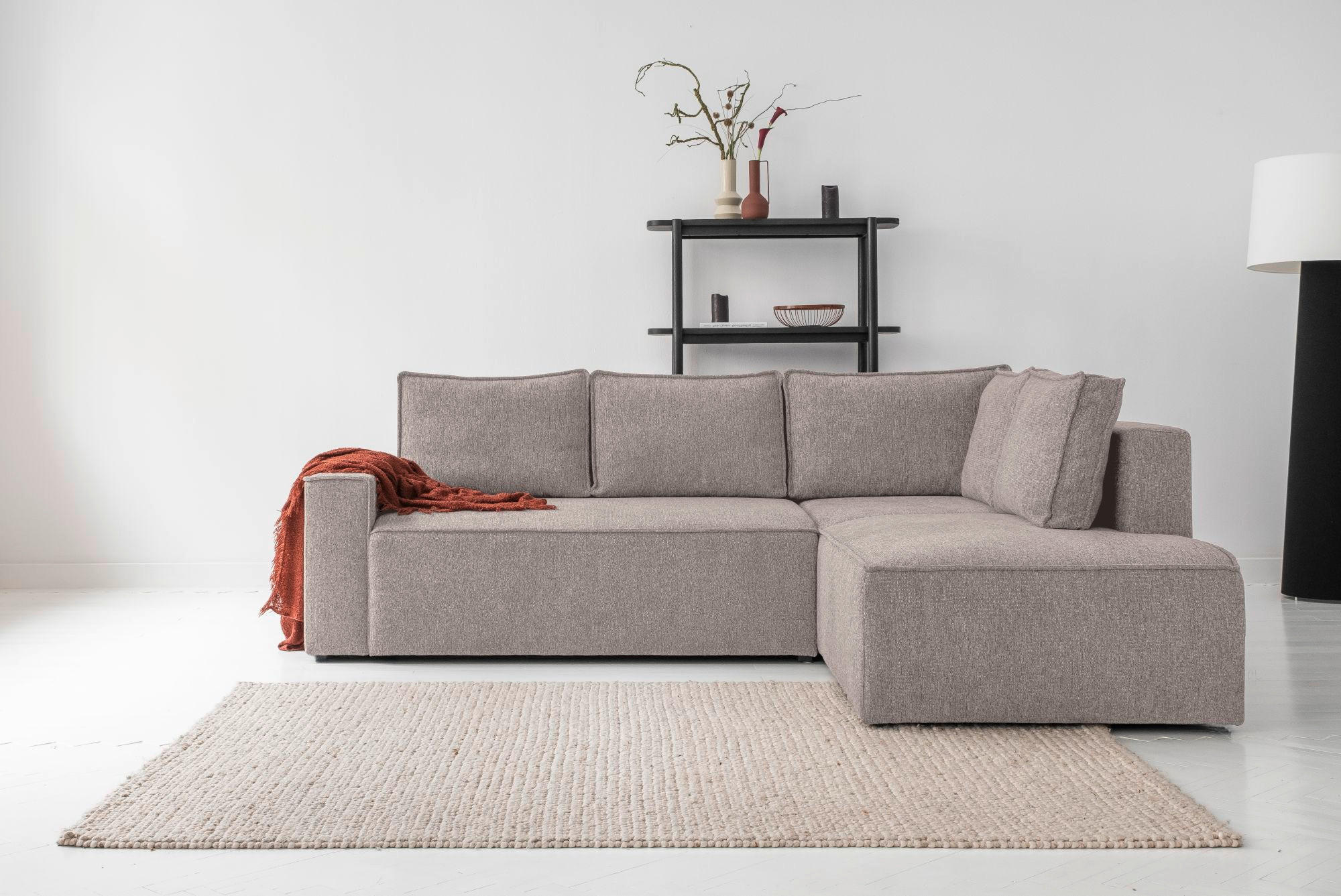 KUTNA GARNITURA tekstil  siva   - bijela/siva, Design, tekstil/plastika (247/194cm) - MID.YOU