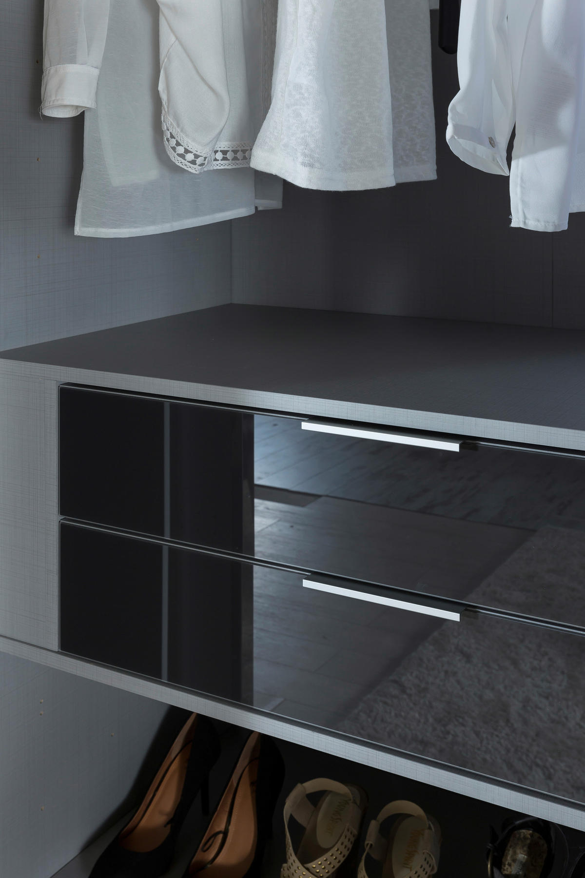 SCHUBKASTENEINSATZ 96/35/50 cm   - Grau, Modern, Glas/Holzwerkstoff (96/35/50cm) - MID.YOU