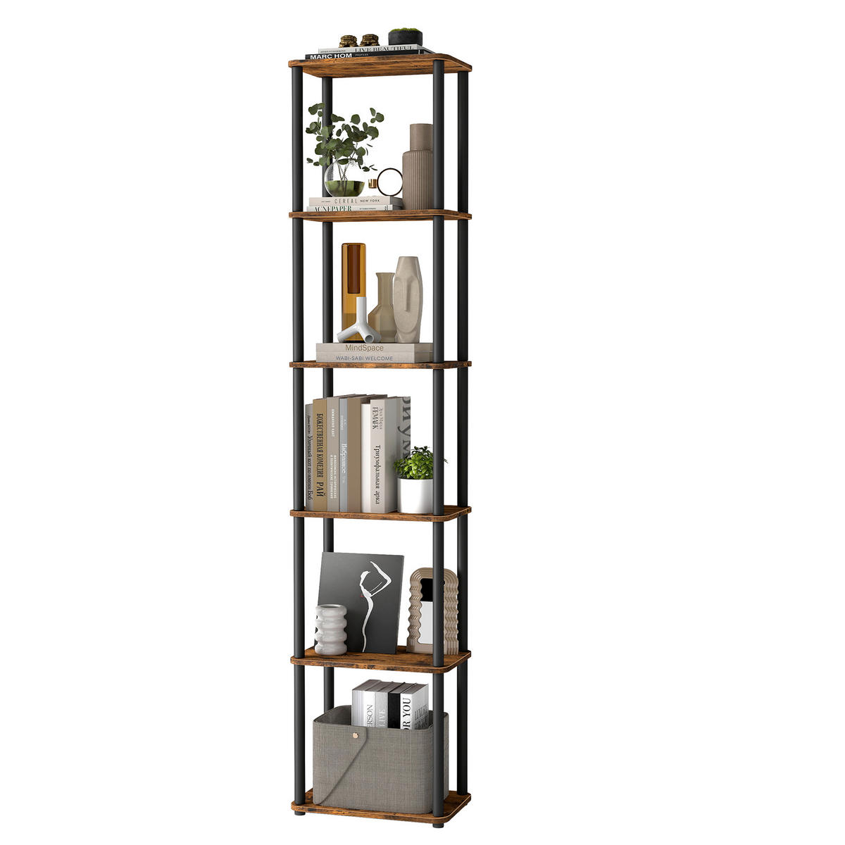 REGAL Schwarz, Dunkelbraun  - Dunkelbraun/Schwarz, Trend, Holzwerkstoff/Metall (38/173,4/23,8cm) - Boxxx