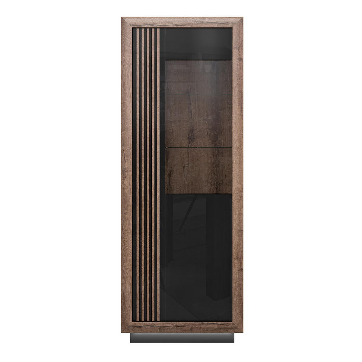 VITRINSKÅP svart, ekfärgad  73,3/197/42,3 cm  - svart/ekfärgad, Design, metall/trämaterial (73,3/197/42,3cm) - Xora