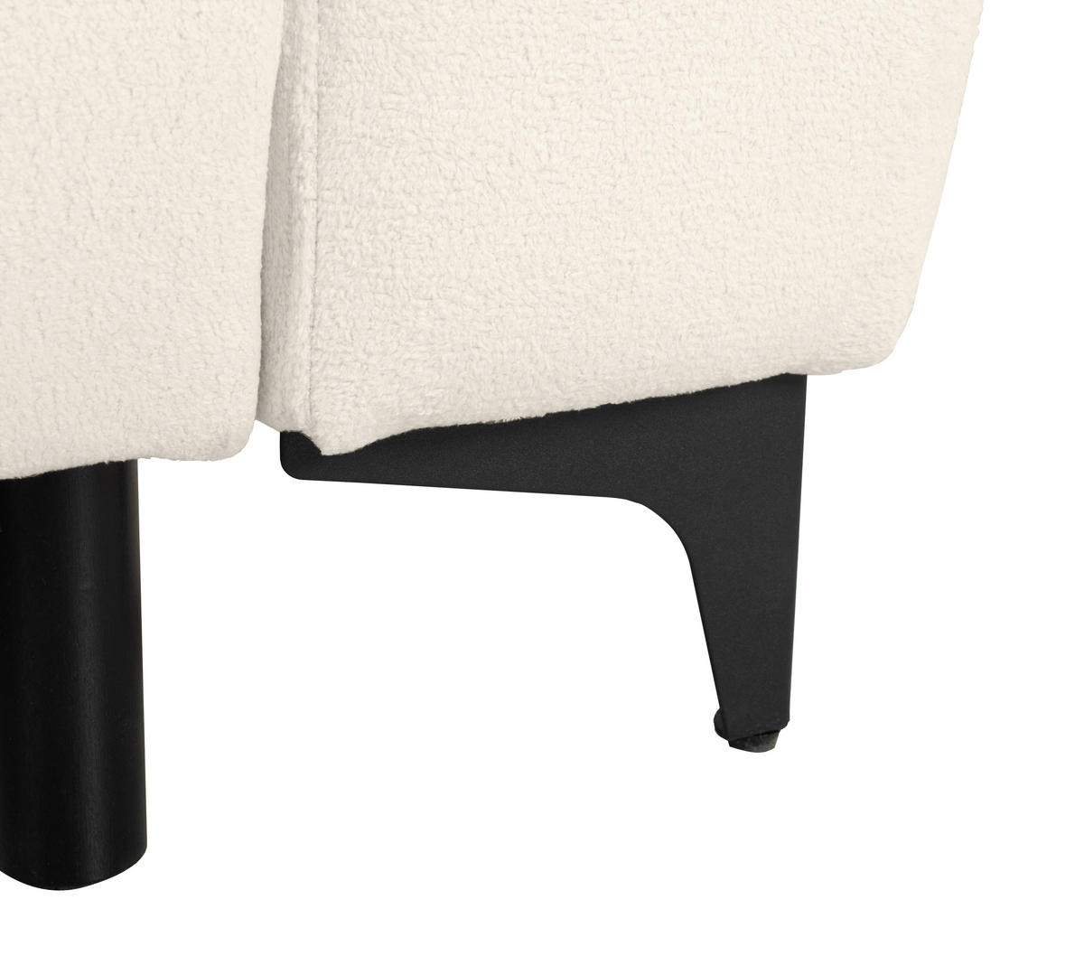ECKSOFA Moli Creme Bouclé  - Creme/Schwarz, Design, Textil/Metall (236/148cm) - MID.YOU