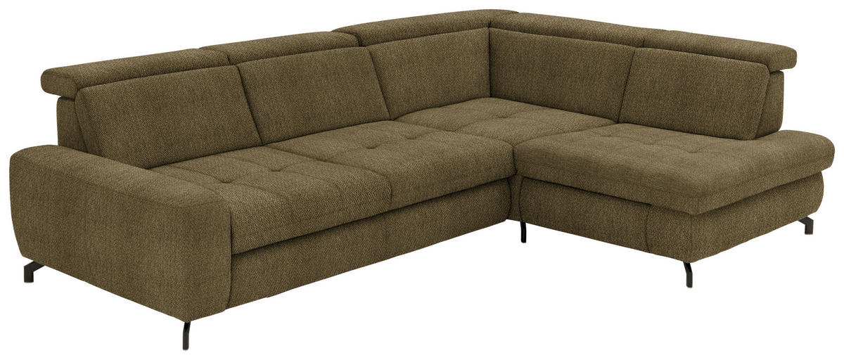 ECKSOFA in Chenille Grün  - Schwarz/Grün, Design, Textil/Metall (220/310cm) - Beldomo Style