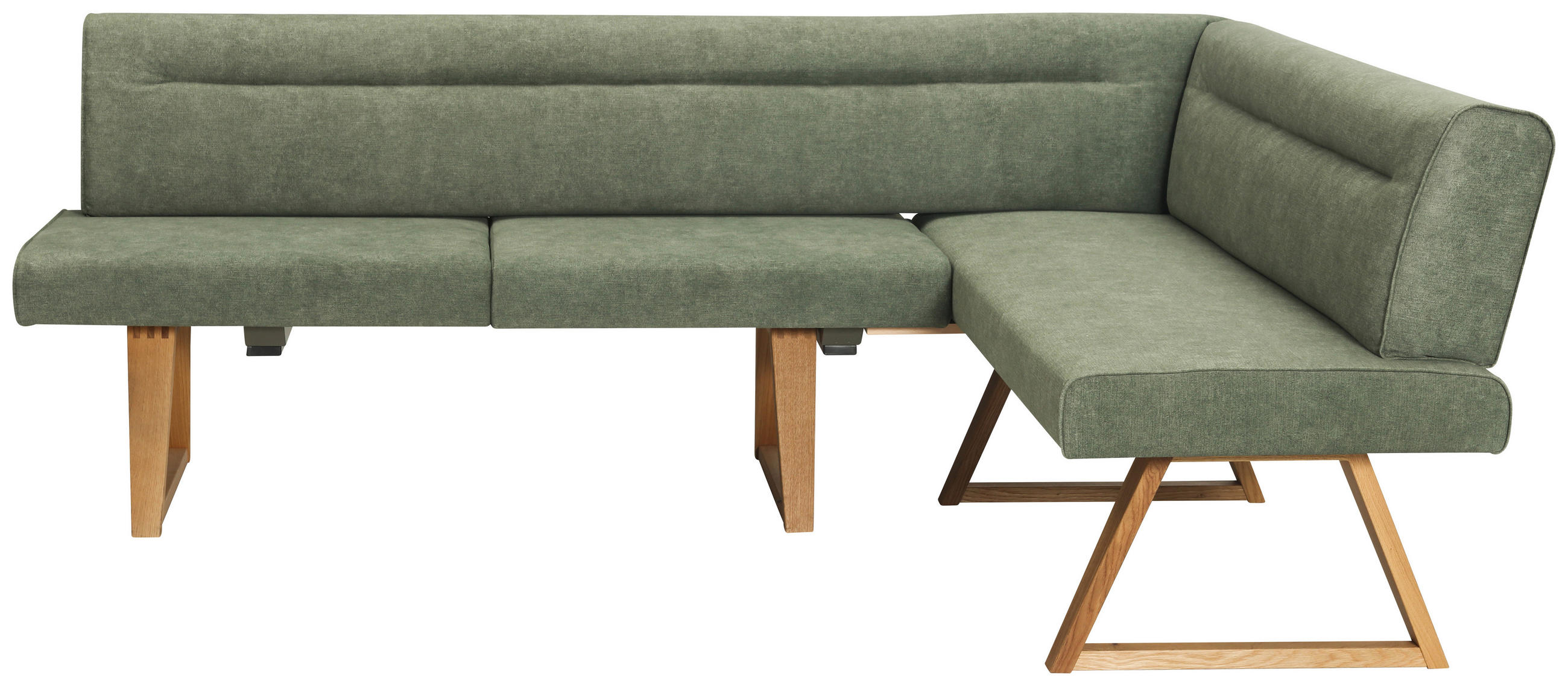 ECKBANK 230/170 cm Samt Grün Asteiche massiv   - Eichefarben/Grün, KONVENTIONELL, Holz/Textil (230/170cm) - Moderano