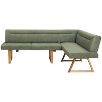 ECKBANK 230/170 cm Samt Grün Asteiche massiv   - Eichefarben/Grün, KONVENTIONELL, Holz/Textil (230/170cm) - Moderano