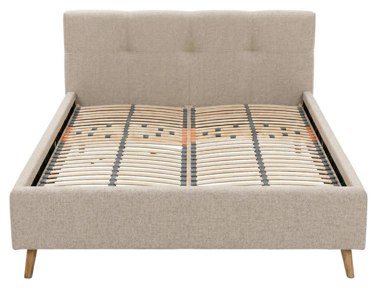 POLSTERBETT 180/200 cm,  in Beige, Lattenrost, Bettkasten,  - Eichefarben/Beige, MODERN, Holz/Textil (180/200cm) - MID.YOU