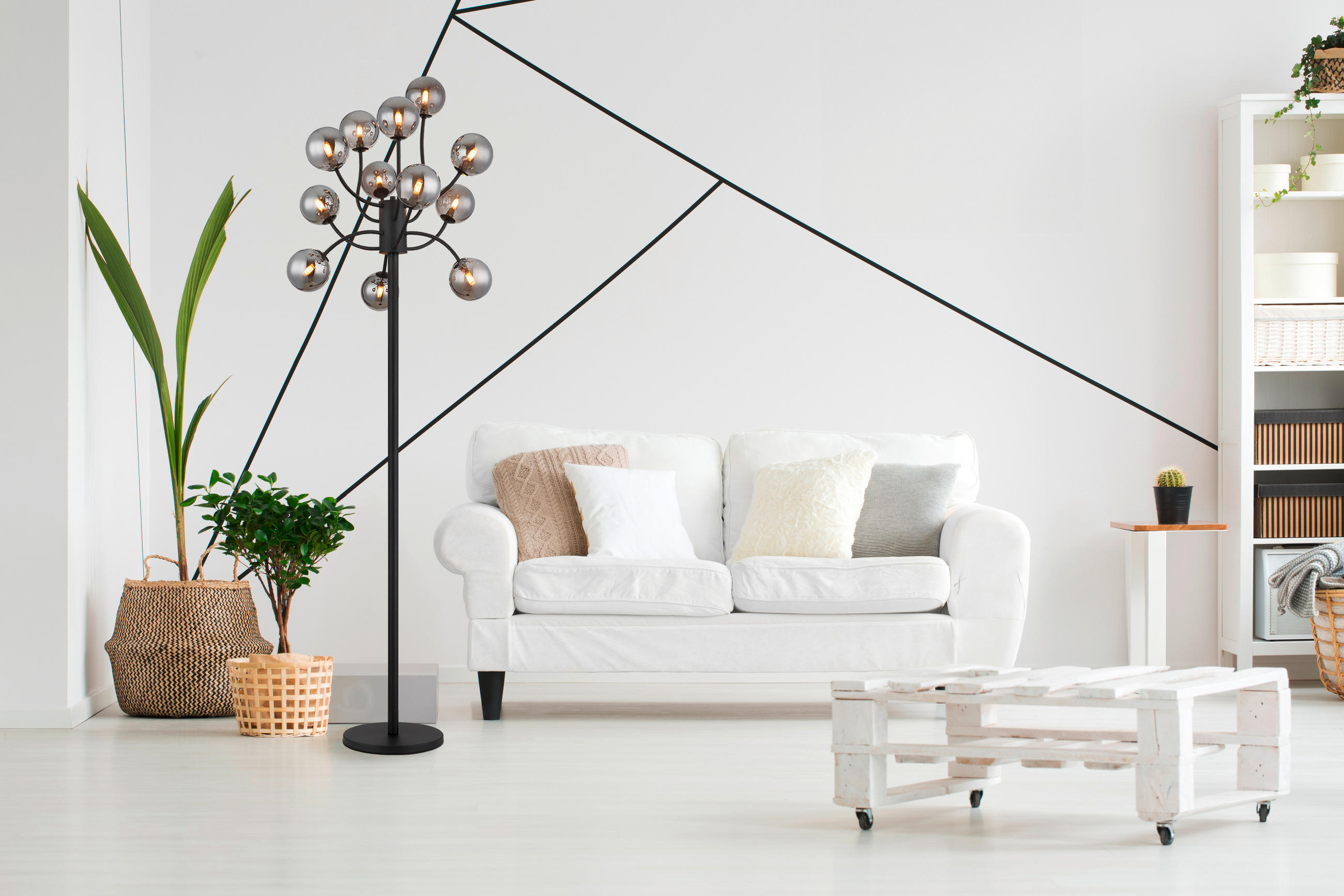 STOJEČA LED-SVETILKA  RIHA //3000 K// - črna, Design, kovina/umetna masa (62/200cm) - Globo