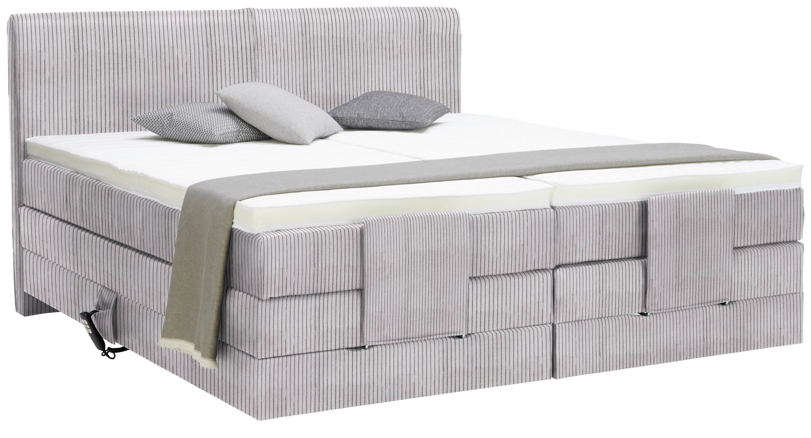 BOXSPRINGBETT 160/200 cm  in Grau  - Schwarz/Grau, Design, Kunststoff/Textil (160/200cm) - Hom`in