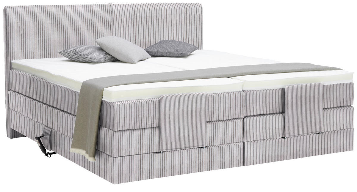 BOXSPRINGBETT 180/200 cm  in Grau  - Schwarz/Grau, Design, Kunststoff/Textil (180/200cm) - Hom`in
