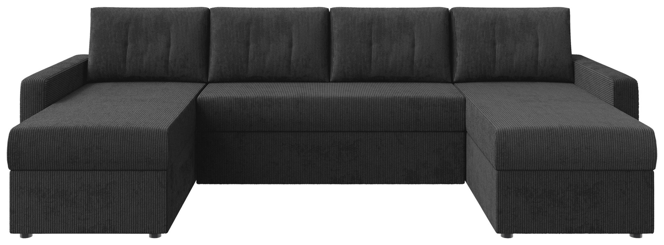 WOHNLANDSCHAFT Anthrazit Cord  - Anthrazit/Schwarz, KONVENTIONELL, Kunststoff/Textil (152/290/152cm) - Ti'me