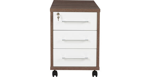 ROLLCONTAINER 43,8/63/65 cm - Silberfarben/Trüffeleichefarben, KONVENTIONELL, Holzwerkstoff/Kunststoff (43,8/63/65cm) - Voleo