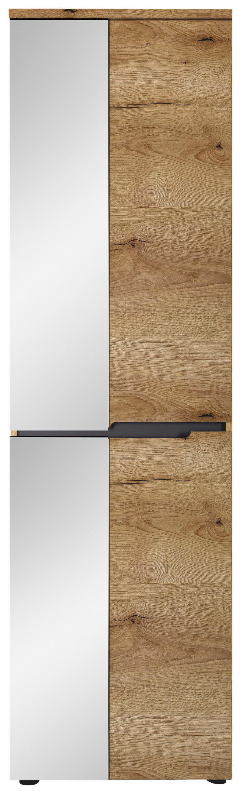 GARDEROBENSCHRANK  in 55/192/38 cm  - Eichefarben/Schwarz, KONVENTIONELL, Glas/Holzwerkstoff (55/192/38cm) - Xora