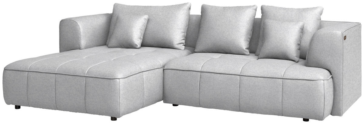 ECKSOFA  in Webstoff Grauweiß  188/288 cm  - Grauweiß/Schwarz, Design, Kunststoff/Textil (188/288cm) - Welnova