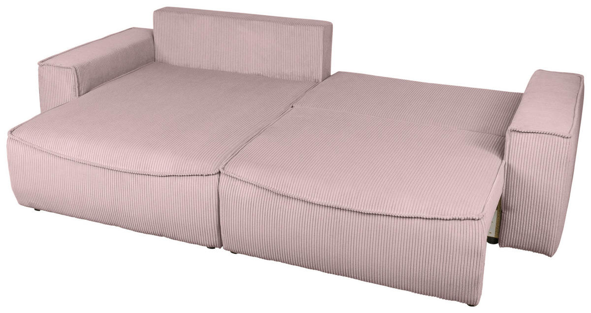 ECKSOFA Altrosa Cord  - Schwarz/Altrosa, KONVENTIONELL, Kunststoff/Textil (148/265cm) - Carryhome