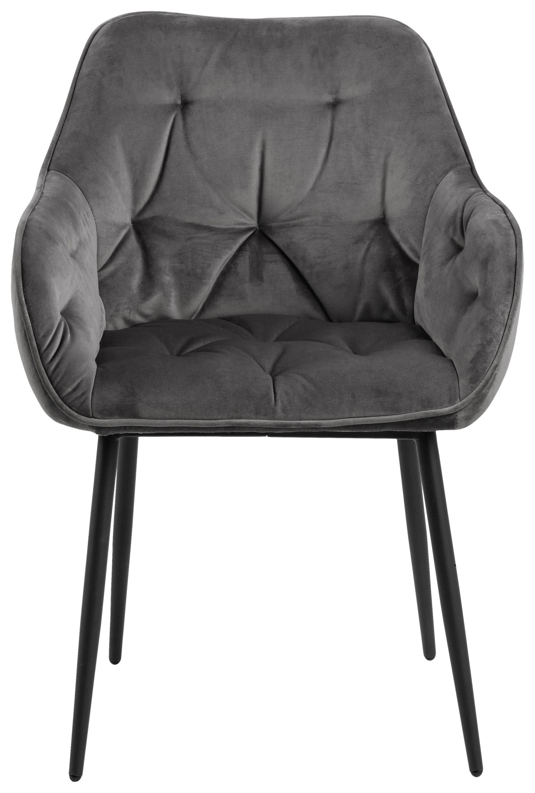ARMLEHNSTUHL  in Samt  - Dunkelgrau/Schwarz, Trend, Textil/Metall (58/83/55cm) - Livetastic