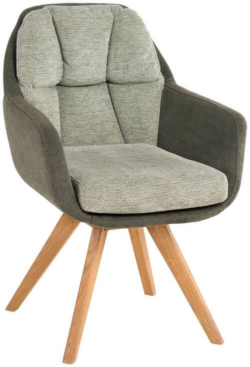 ARMLEHNSTUHL  in Flachgewebe  - Wildeiche/Olivgrün, Design, Holz/Textil (65/85/68cm) - Linea Natura
