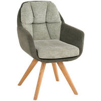 ARMLEHNSTUHL  in Flachgewebe  - Wildeiche/Olivgrün, Design, Holz/Textil (65/85/68cm) - Linea Natura