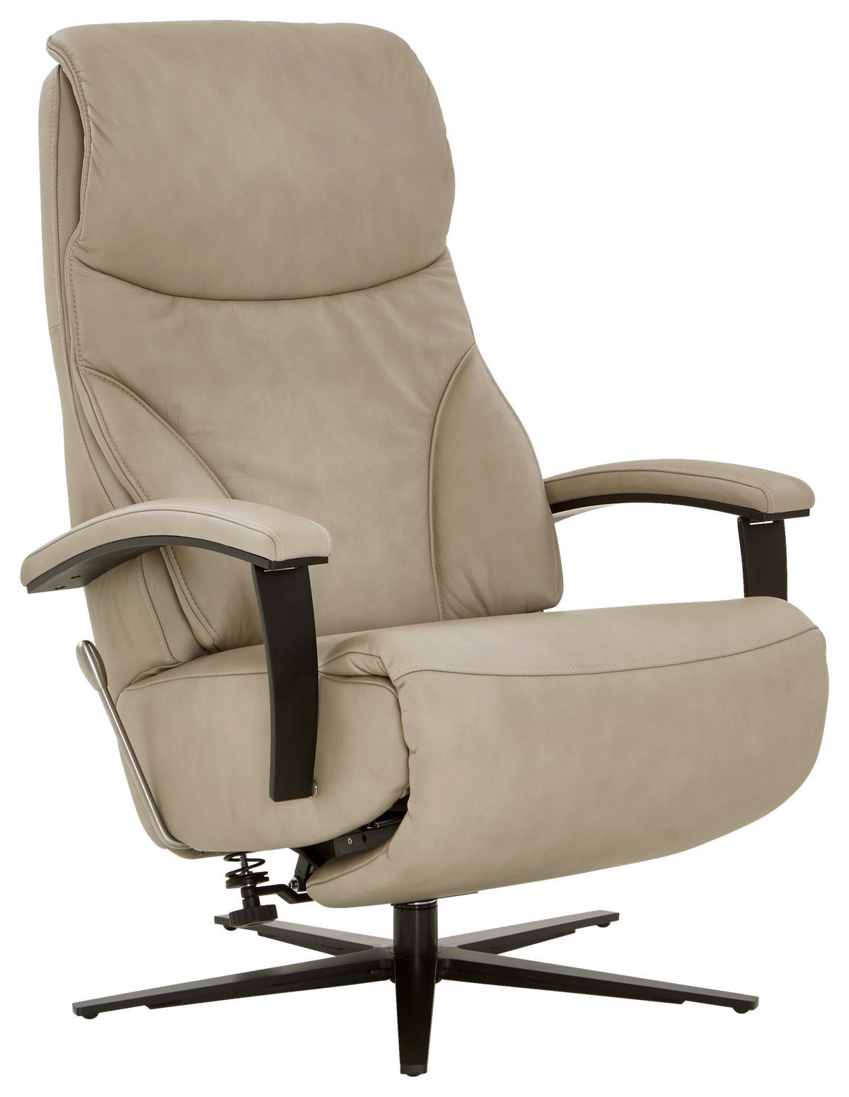 RELAXSESSEL in Leder Beige  - Beige/Schwarz, Design, Leder/Metall (75/106/88cm) - Dieter Knoll
