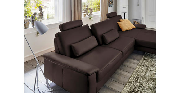 ECKSOFA in Echtleder Dunkelbraun 334/176 cm - Dunkelbraun/Schwarz, Design, Leder/Metall (334/176cm) - Dieter Knoll