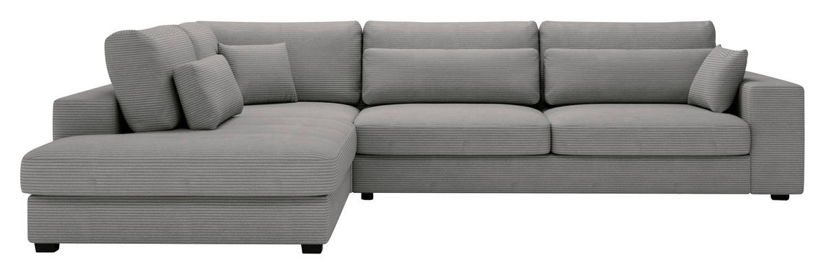 ECKSOFA in Cord Grau  - Schwarz/Grau, Konventionell, Kunststoff/Textil (250/314cm) - Carryhome