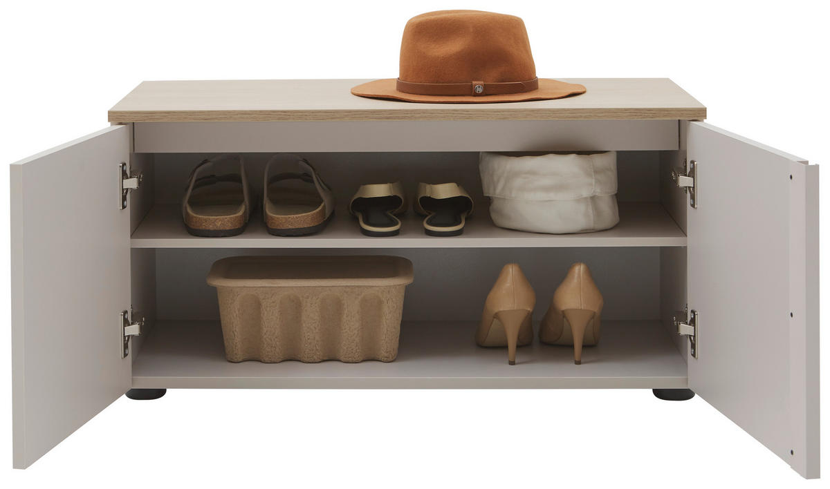 GARDEROBENBANK  in 80/40/38 cm  - Kaschmir/Eichefarben, Design, Kunststoff/Metall (80/40/38cm) - Voleo