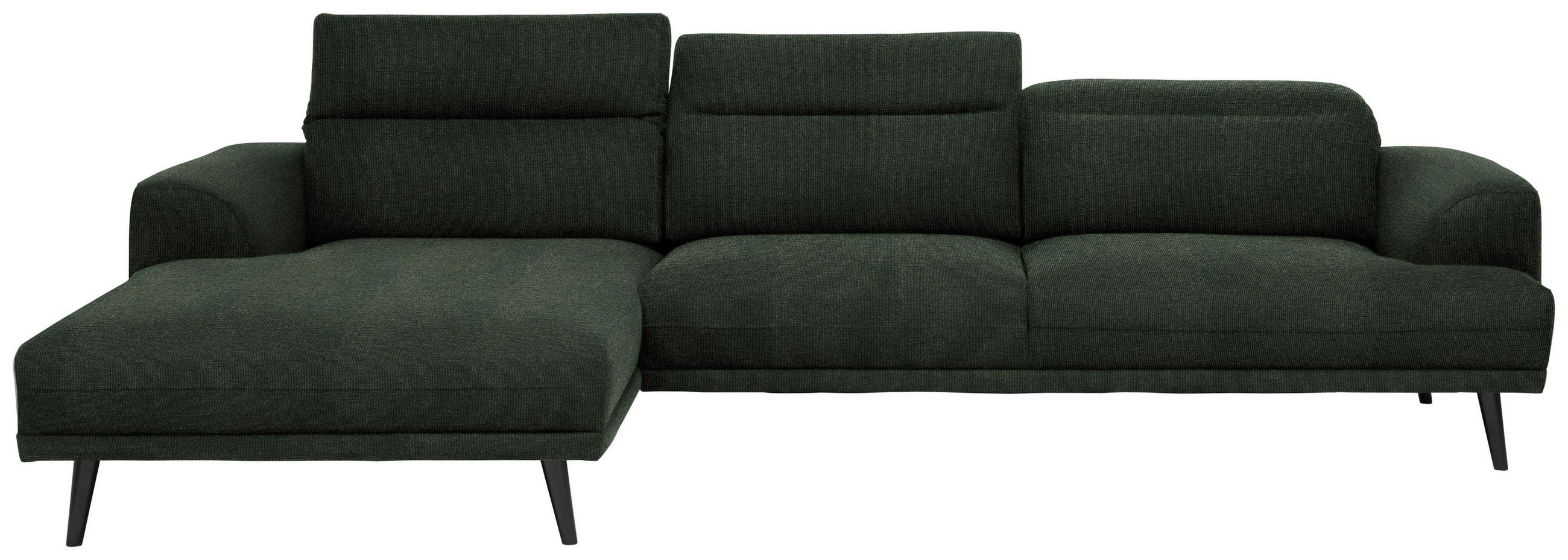 ECKSOFA Dunkelgrün Struktur  - Dunkelgrün/Dunkelbraun, Design, Holz/Textil (169/292cm) - Lomoco
